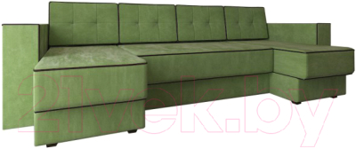 Диван П-образный Настоящая мебель Принстон НПБ вельвет (зеленый)