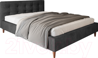 Двуспальная кровать Настоящая мебель Texas вельвет 160x200 (черный)