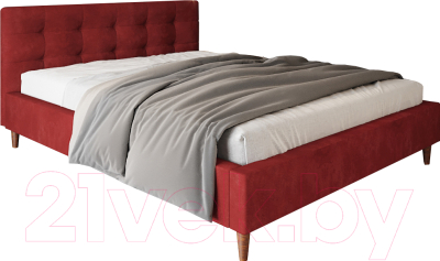 Двуспальная кровать Настоящая мебель Texas вельвет 160x200 (красный)