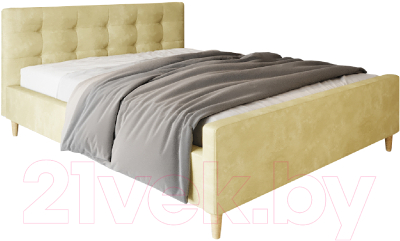Двуспальная кровать Настоящая мебель Pinko вельвет 160x200 (бежевый)