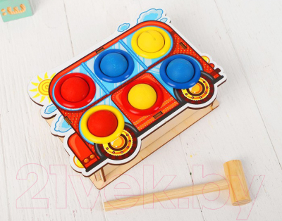 Развивающая игрушка WoodLand Toys Стучалка цветная. Автобус / 115404