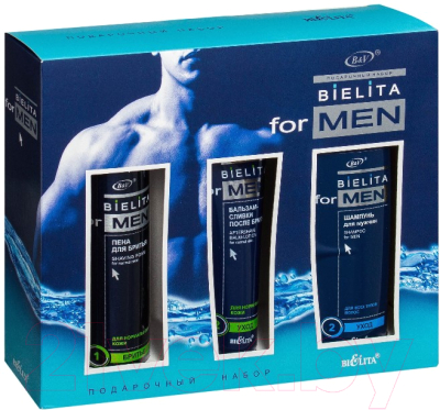 Набор косметики для лица и тела Belita For Men шампунь+бальзам+пена для бритья