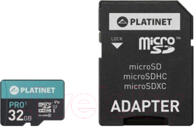 Карта памяти Platinet microSDXC 32GB (Class10) / PMMSD32UI (с адаптером)