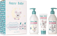 Набор косметики детской Liv Delano Happy Baby шампунь 300г+гель-пенка для купания 300г+крем 75г - 