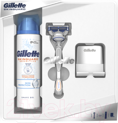Набор для бритья Gillette SkinGuard Sensitive станок+1 кассета+гель д/бритья+настен. держ.