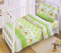 Комплект постельный для малышей Fun Ecotex Милые сони / FE 10051 (зеленый) - 