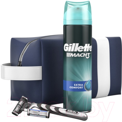Набор для бритья Gillette Mach 3 станок+2 кассеты+Экстракомфорт гель д/бритья 200мл+чехол