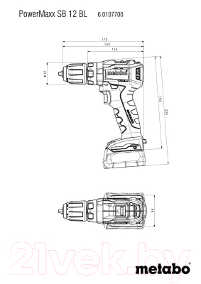 Профессиональная дрель-шуруповерт Metabo PowerMaxx SB 12 BL (601077500)