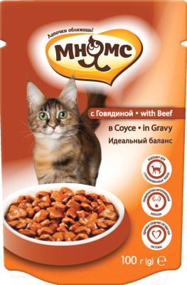 Влажный корм для кошек Мнямс Говядина в соусе / 702310 (100г)