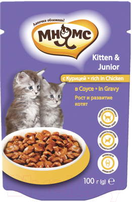 Влажный корм для кошек Мнямс Kitten&Junior с курицей в соусе / 702334 (0.1кг)
