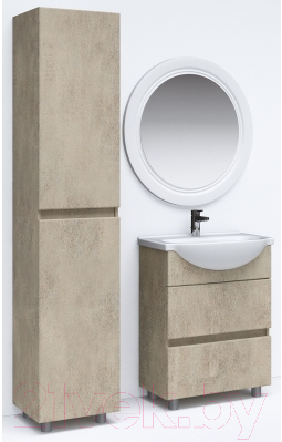 Шкаф-пенал для ванной Bliss Нирвана / 0643.1 (белый/камень серый)