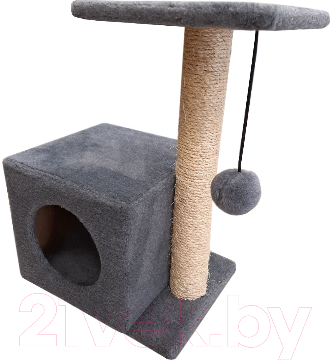 Комплекс для кошек Cat House С боковой полкой 0.58 (сизаль серый)