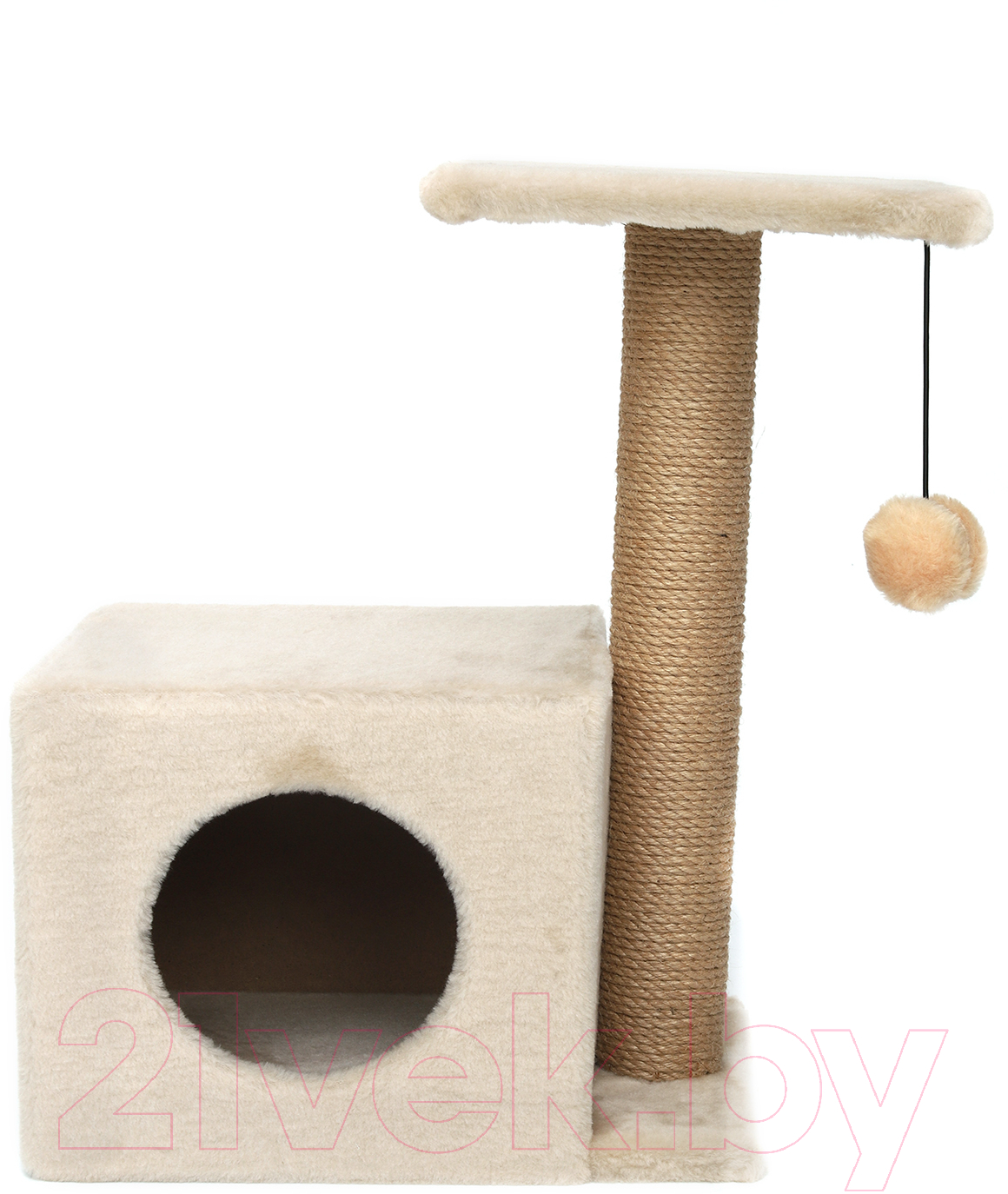 Комплекс для кошек Cat House С боковой полкой 0.58 (джут бежевый) — фото 3