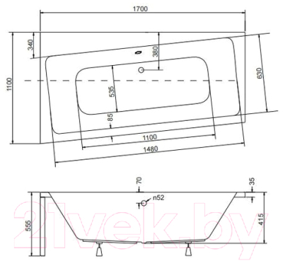 Ванна акриловая Besco Infinity 170x110 L