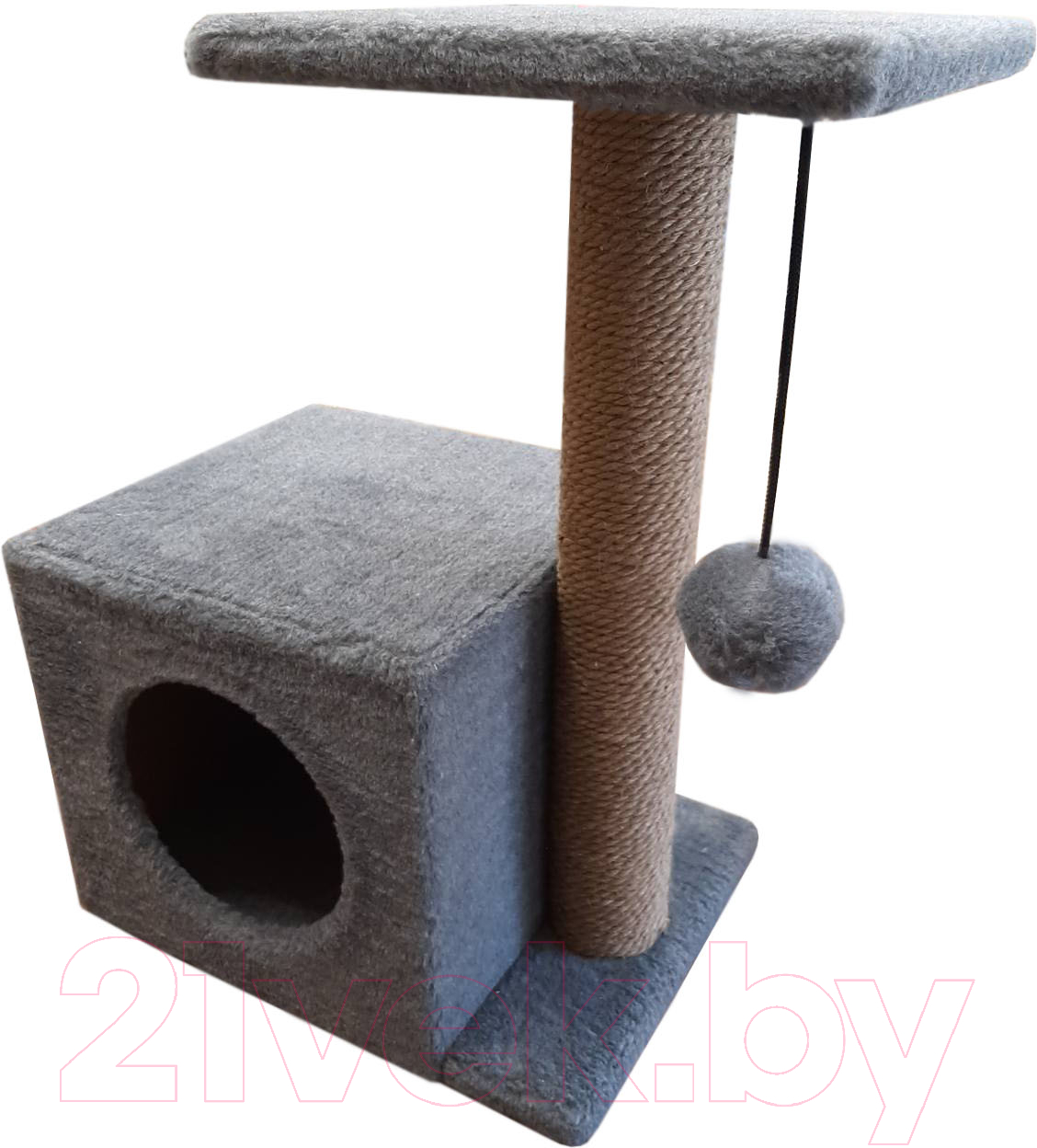 Комплекс для кошек Cat House С боковой полкой 0.58 (джут серый) — фото 3