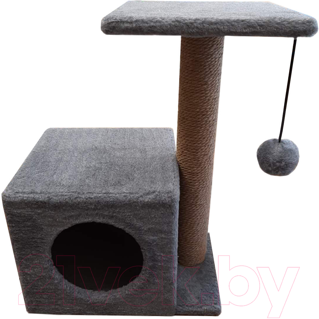 Комплекс для кошек Cat House С боковой полкой 0.58 (джут серый) — фото 4