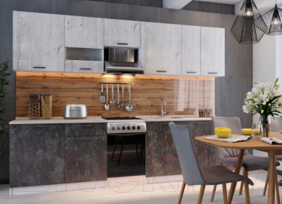 Готовая кухня SV-мебель Лилия 1.7 (белый/цемент темный/фенди)
