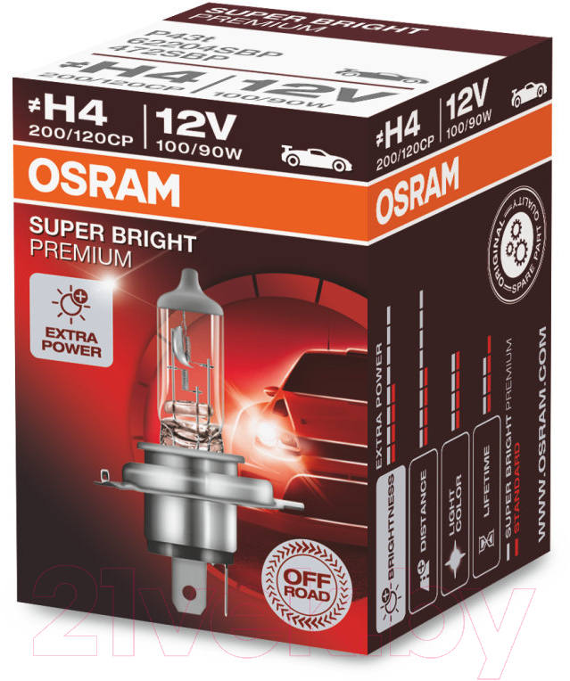 Автомобильная лампа Osram H4 62204SBP — фото 2