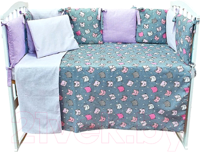Комплект постельный для малышей Alis Кубики NEW 6 Розовые котики (бязь)
