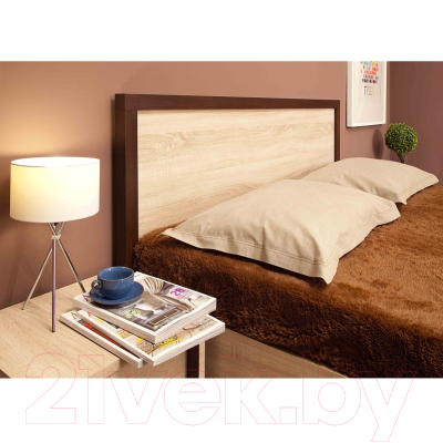 Двуспальная кровать Глазов Bauhaus 2.2 с ПМ 160x200 (дуб сонома/орех шоколадный)