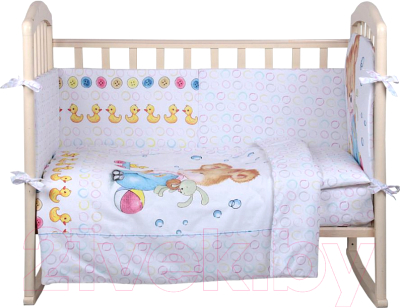 Комплект постельный для малышей Альма-Няня Мишка с уточкой 6 (бязь)