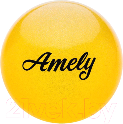 Мяч для художественной гимнастики Amely AGB-102 (19см, желтый/блестки)