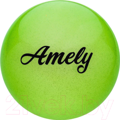 Мяч для художественной гимнастики Amely AGB-102 (19см, зеленый/блестки)