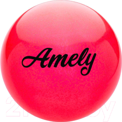 Мяч для художественной гимнастики Amely AGB-102 (19см, красный/блестки)