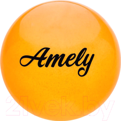 Мяч для художественной гимнастики Amely AGB-102 (19см, оранжевый/блестки)