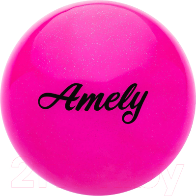 Мяч для художественной гимнастики Amely AGB-102 (19см, розовый/блестки)