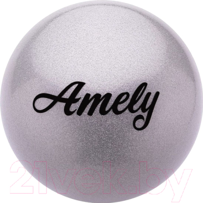 Мяч для художественной гимнастики Amely AGB-102 (19см, серый/блестки)