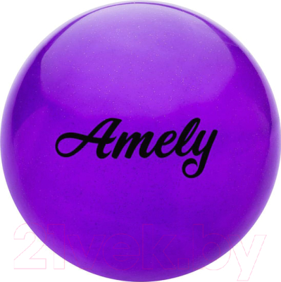 Мяч для художественной гимнастики Amely AGB-102 (19см, фиолетовый/блестки)
