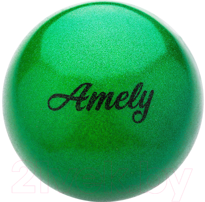 Мяч для художественной гимнастики Amely AGB-103 (19см, зеленый/блестки)