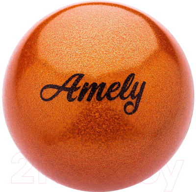Мяч для художественной гимнастики Amely AGB-103 (19см, оранжевый/блестки)
