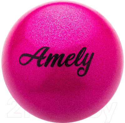 Мяч для художественной гимнастики Amely AGB-103 (19см, розовый/блестки)