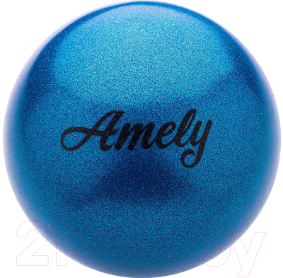 Мяч для художественной гимнастики Amely AGB-103 (19см, синий/блестки)