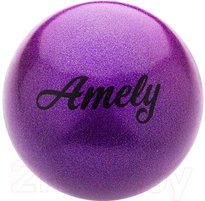 Мяч для художественной гимнастики Amely AGB-103 (19см, фиолетовый/блестки)