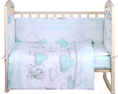 Комплект постельный для малышей Alis Маленький ангел 6 (бязь, мятный)
