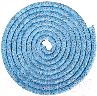 Скакалка для художественной гимнастики Amely RGJ-304 (3м, голубой/серебристый/люрекс)