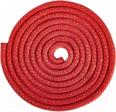 Скакалка для художественной гимнастики Amely RGJ-304 (3м, красный/золото/люрекс)
