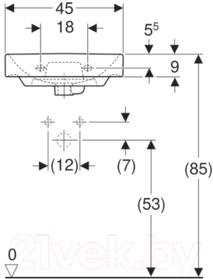 Умывальник Geberit Smyle Square 500.222.01.1