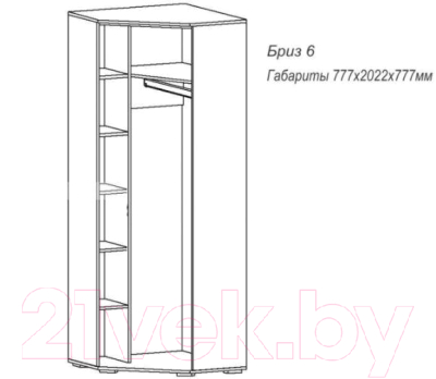 Шкаф Астрид Мебель Бриз-6 без зеркала / ЦРК.БРЗ.06 (анкор темный/анкор белый)