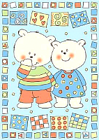 Плед для новорожденных ОТК Два медведя 100x140 / D321511/12BL (голубой) - 