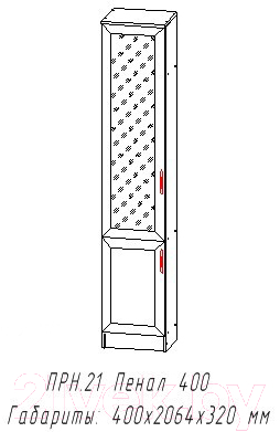 Шкаф-пенал с витриной Астрид Мебель Принцесса L-400 / ЦРК.ПРН.21 (анкор белый)