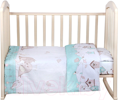 Комплект постельный для малышей Alis Любящие птенчики 3 (мятный)