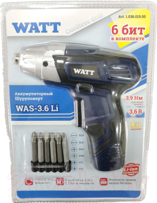 Электроотвертка Watt WAS-3.6 Li (1.036.019.00)