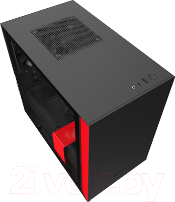 Корпус для компьютера NZXT H210 (CA-H210B-BR) (черный/красный)