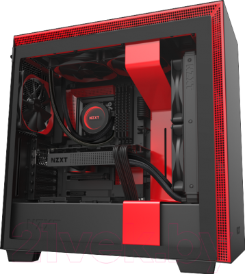 Корпус для компьютера NZXT H710 (CA-H710B-BR) (черный/красный)