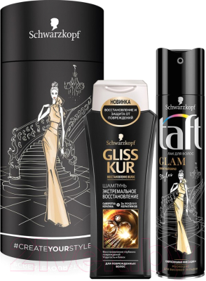 Набор косметики для волос Taft Лак для волос Glam 225мл+шампунь восстановление 250мл