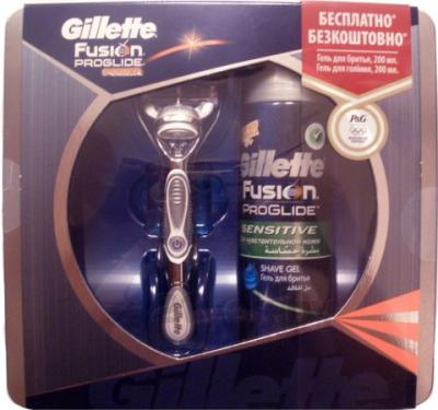 Набор для бритья Gillette Fusion ProGlide Power Silver (станок + кассета + гель) - общий вид